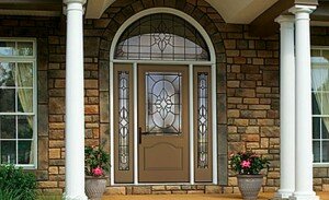 brown fiberglass exterior doors